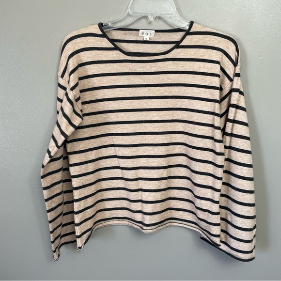 POL Pullover size small Cream stripe Top  Oversized comfort - Picture 1 of 9